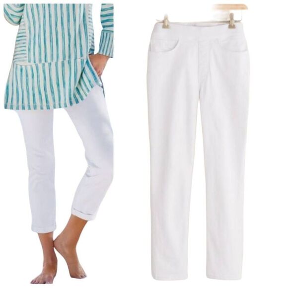 Soft Surroundings Denim - Soft Surroundings The Ultimate Denim Pull On Crop Jean White Plus Size 1X